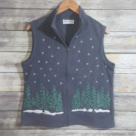 Rebecca Malone Jackets & Blazers - Rebecca Malone winter scene zipped vest